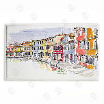 Tim Coffey | Quaint Coastal Town Buildings Plush Bath Mat
