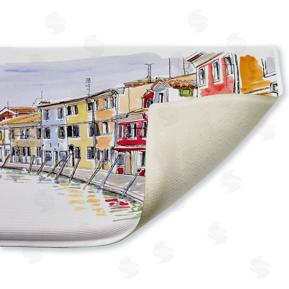 Tim Coffey | Quaint Coastal Town Buildings Plush Bath Mat