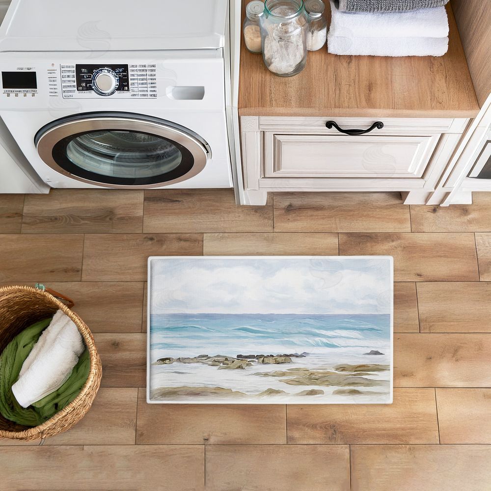 Ramona Murdock | Wave Therapy Rocky Shore Plush Bath Mat