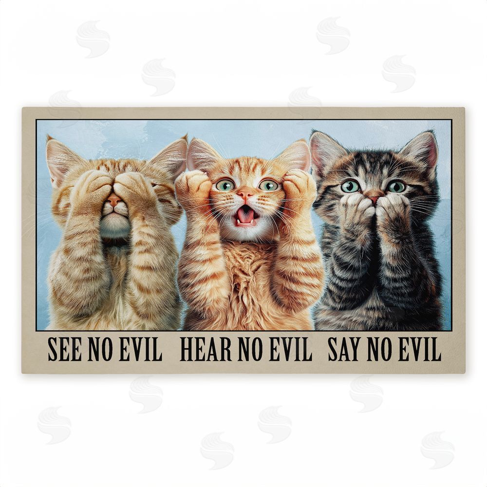 Jim Baldwin | See No Evil Cats Trio Non-Woven Door Mat
