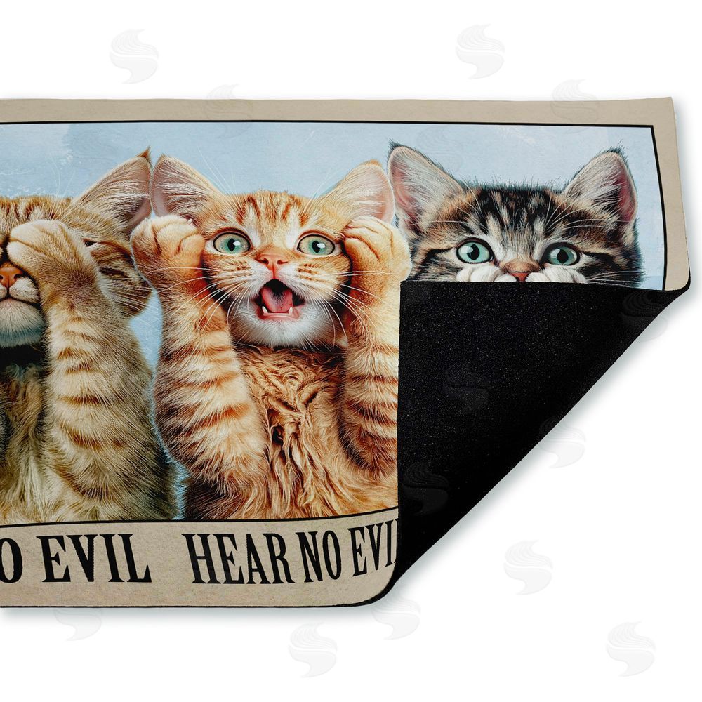 Jim Baldwin | See No Evil Cats Trio Non-Woven Door Mat