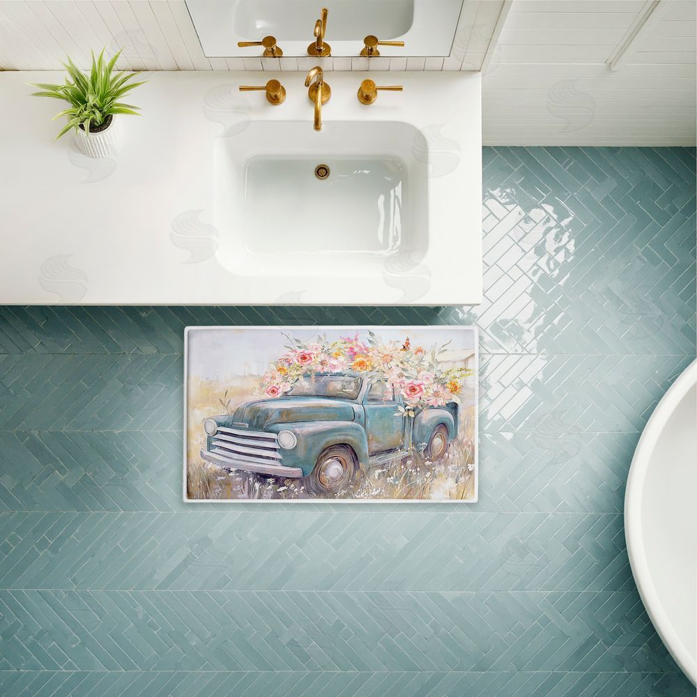 Nina Blue | Country Cargo Roses Plush Bath Mat