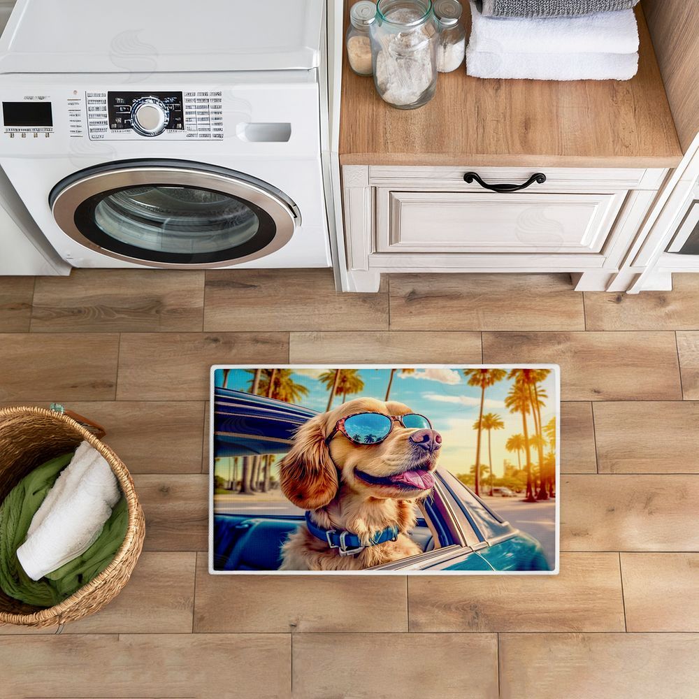 Image World | Cool Puppy Tropical Sunset Plush Bath Mat