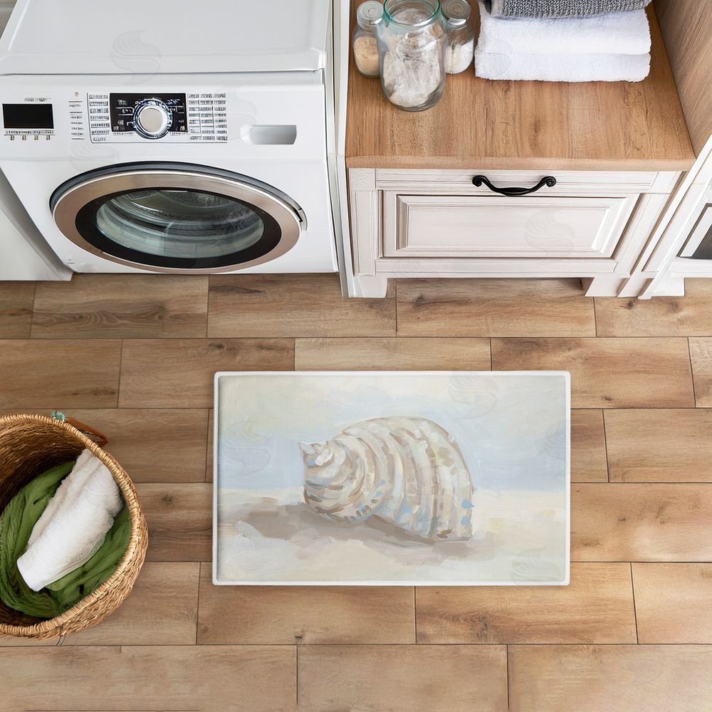 Jetty Home, LLC | Rounded Seashell on Shore Plush Bath Mat