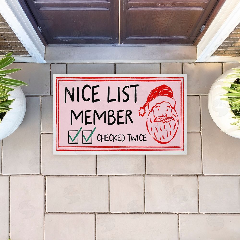 JJ Design House LLC | Pink Nice List Ticket Non-Woven Door Mat