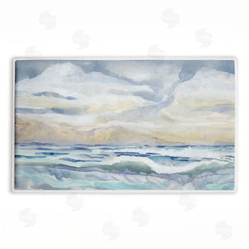 Audrey Jeanne Roberts | Tranquil Watercolor Waves Plush Bath Mat