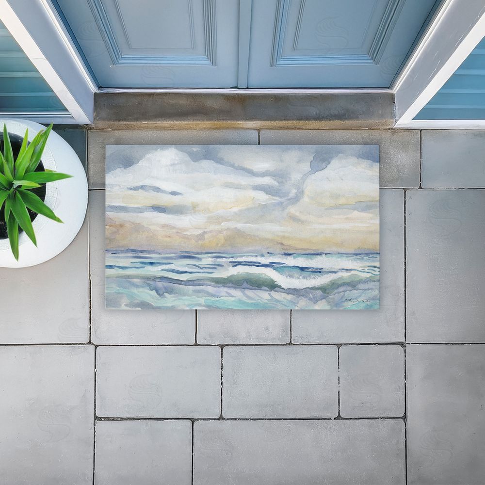 Audrey Jeanne Roberts | Tranquil Watercolor Waves Non-Woven Door Mat