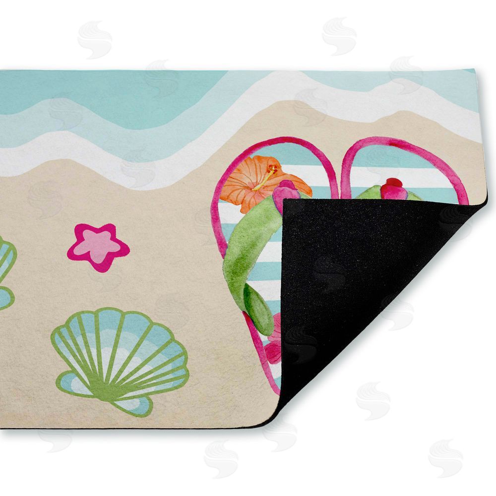 Audrey Jeanne Roberts | Flip Flops on Beach Shore Non-Woven Door Mat