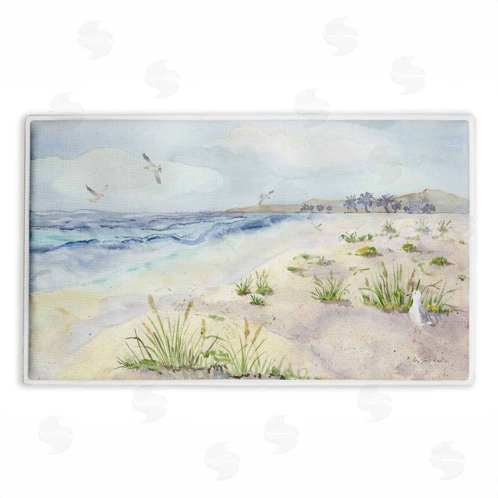 Audrey Jeanne Roberts | Seagull by Beach Shore Plush Bath Mat