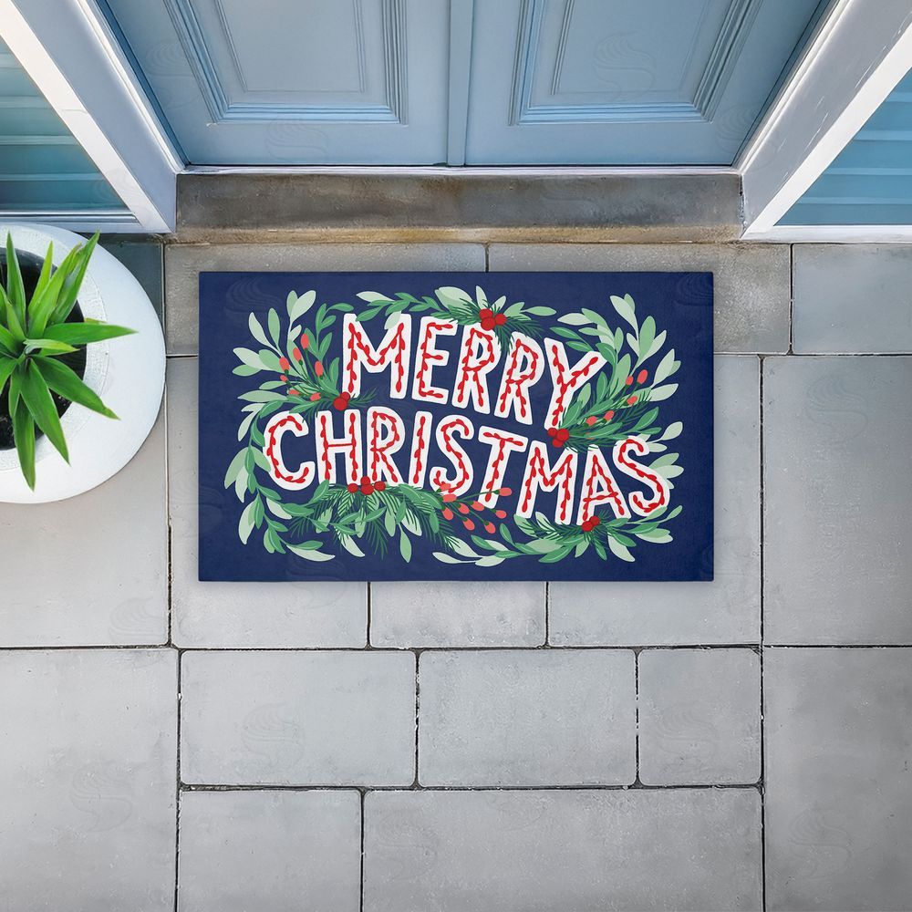 Heather McLaughlin | Merry Christmas & Greenery Non-Woven Door Mat