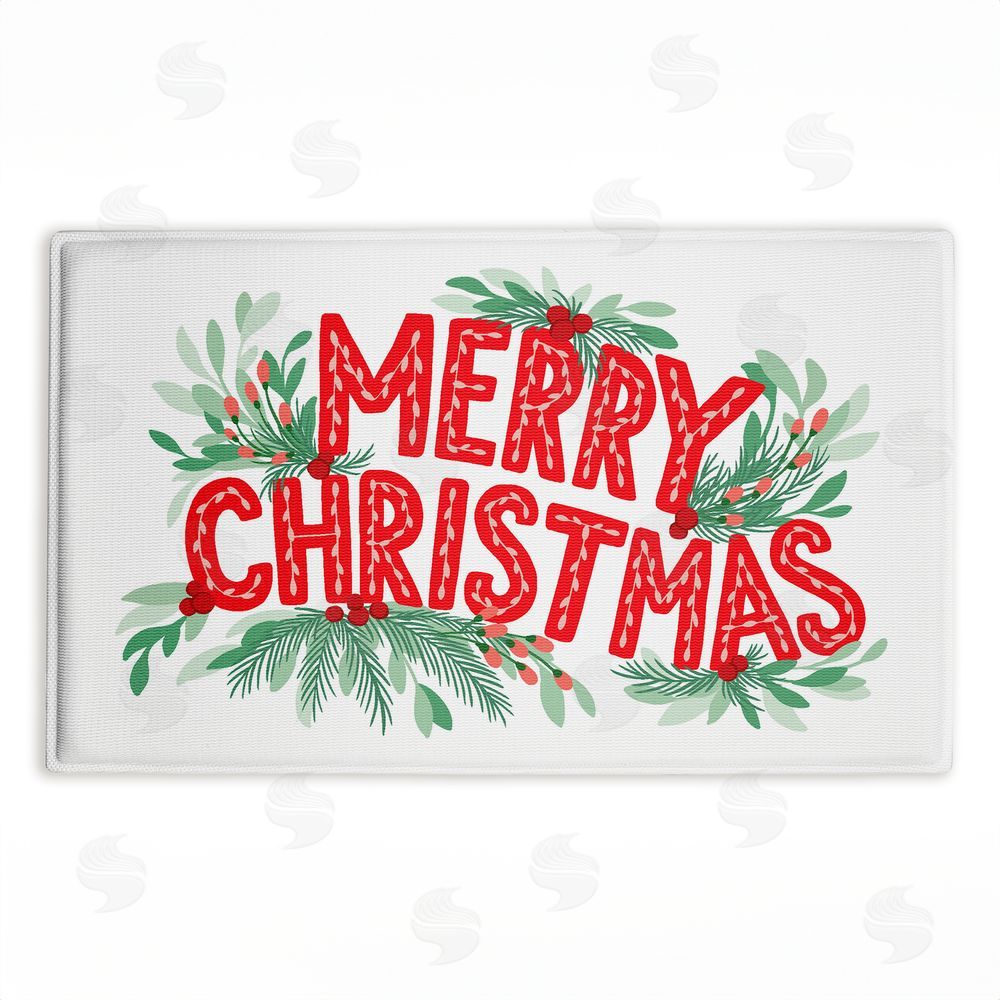 Heather McLaughlin | Merry Christmas with Seasonal Greenery Plush Bath Mat