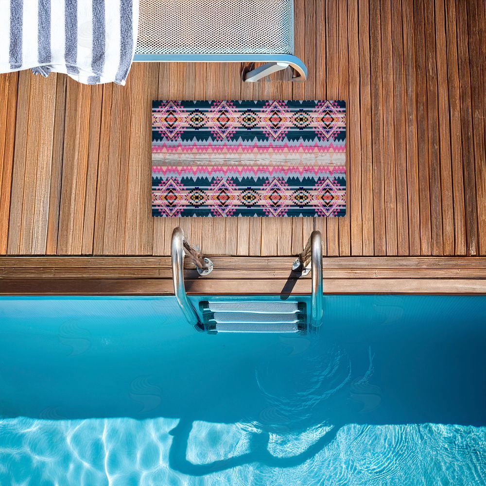 Jennifer Ellory | Boho Geometric Pink & Blue Non-Woven Door Mat