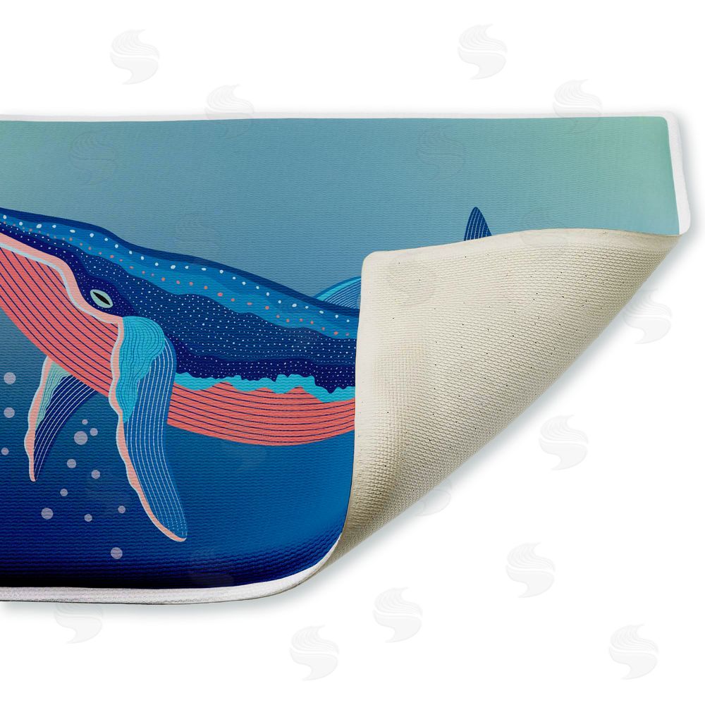 Darlene Seale | Coastal Whale with Bubbles Plush Bath Mat