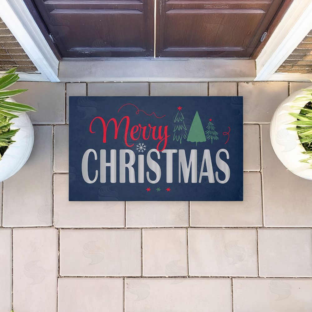 Andrea Jasid Grassi | Merry Christmas on Navy Non-Woven Door Mat