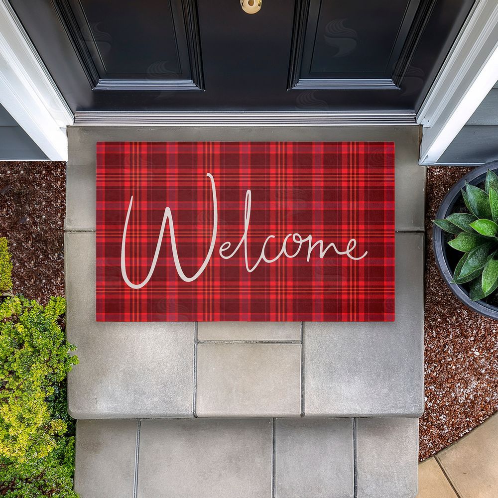 Jean Kelly | Red Tartan Greeting Non-Woven Door Mat