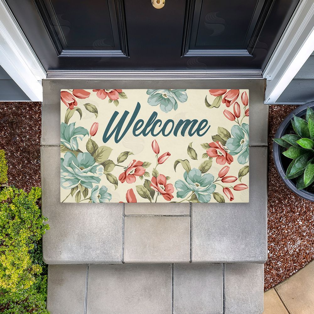 Andrea Jasid Grassi | Bright Florals Welcome Non-Woven Door Mat