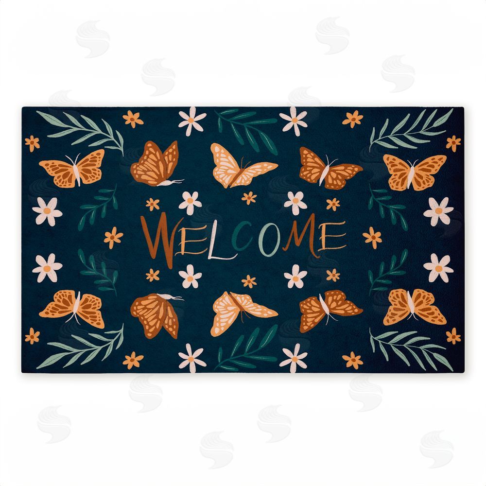 Amanda Houston | Welcome Butterflies & Botanicals Non-Woven Door Mat