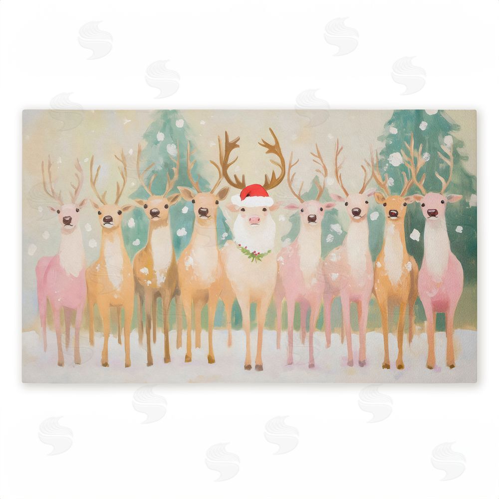 Arlington Prints | Pastel Santa's Reindeer Non-Woven Door Mat