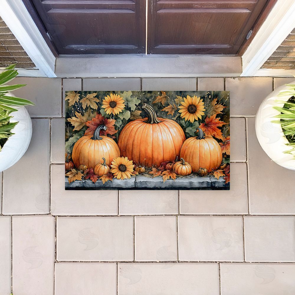 Creative Studio | Autumn Pumpkins on Ledge Non-Woven Door Mat