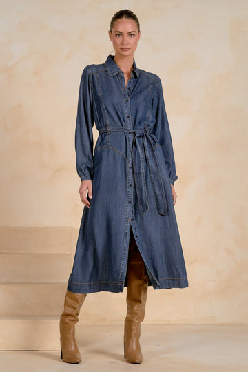 LONG SLEEVE COLLAR BUTTON DRESS