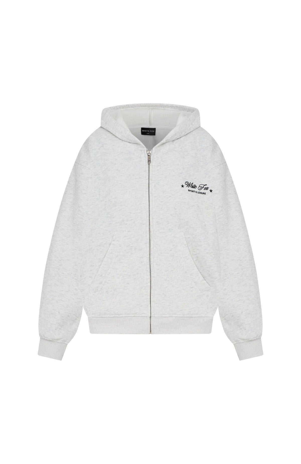 Just Try Again Boxy Zip Front Hoodie Grey Marle