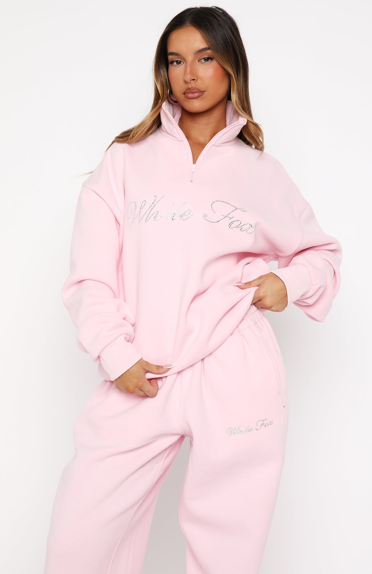 Make It Or Break It Quarter Zip Sweater Pink