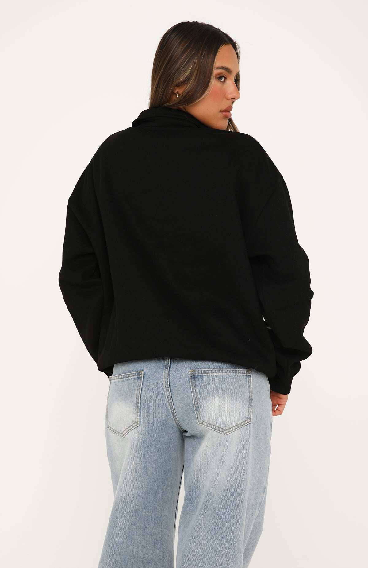 You Already Know Quarter Zip Sweater Black